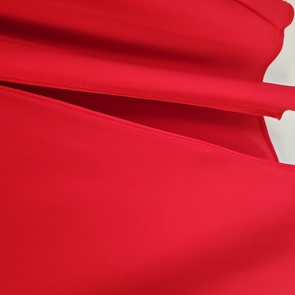 Express Vibrant Red TwistFront Vneck Maxi Dress wFront Slit Elegant Sexy Holiday - Picture 8 of 16